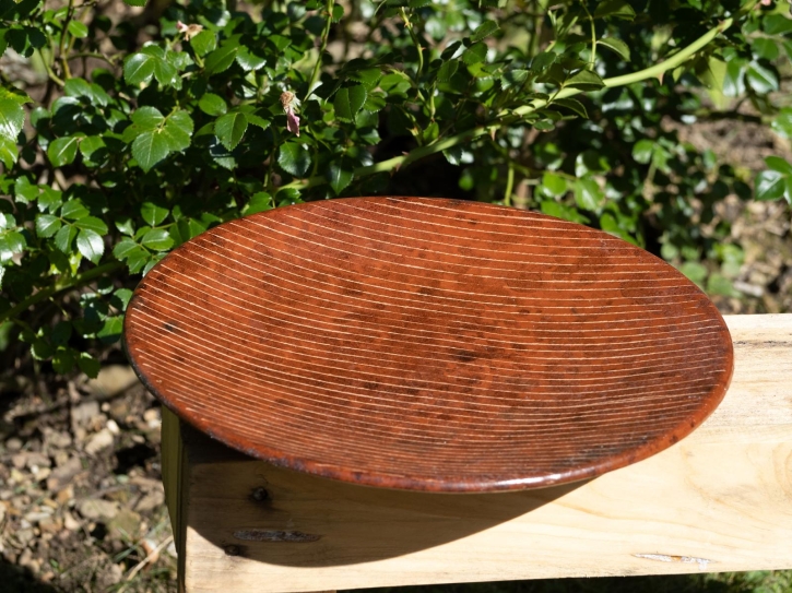 Handmade Ton Platte rund gestreift 30m