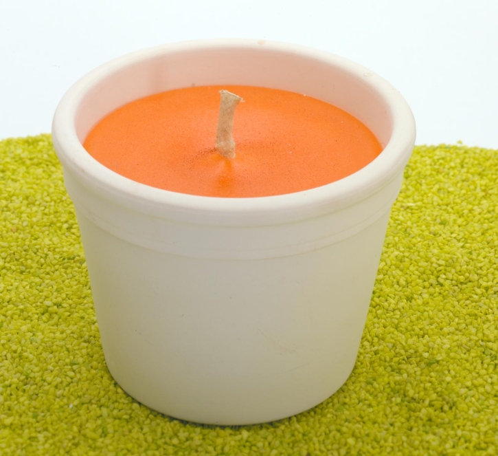 Terracottatopf mit Paraffinfüllung orange