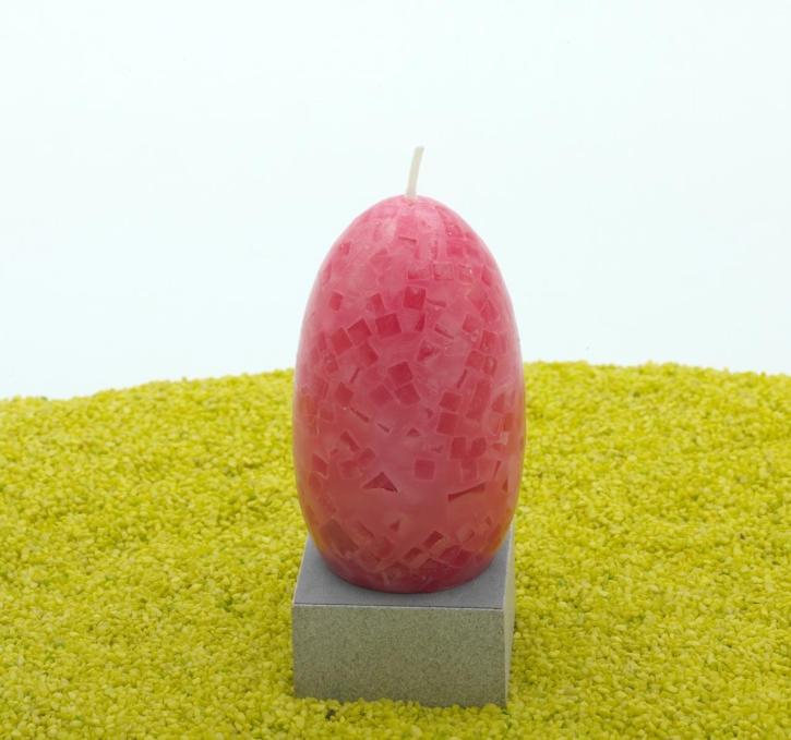 Eierkerze Mosaikwachs (Ostern) in pink-rot 9cm