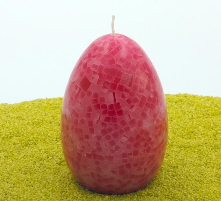 Eierkerze Mosaikwachs (Ostern) in pink 13cm