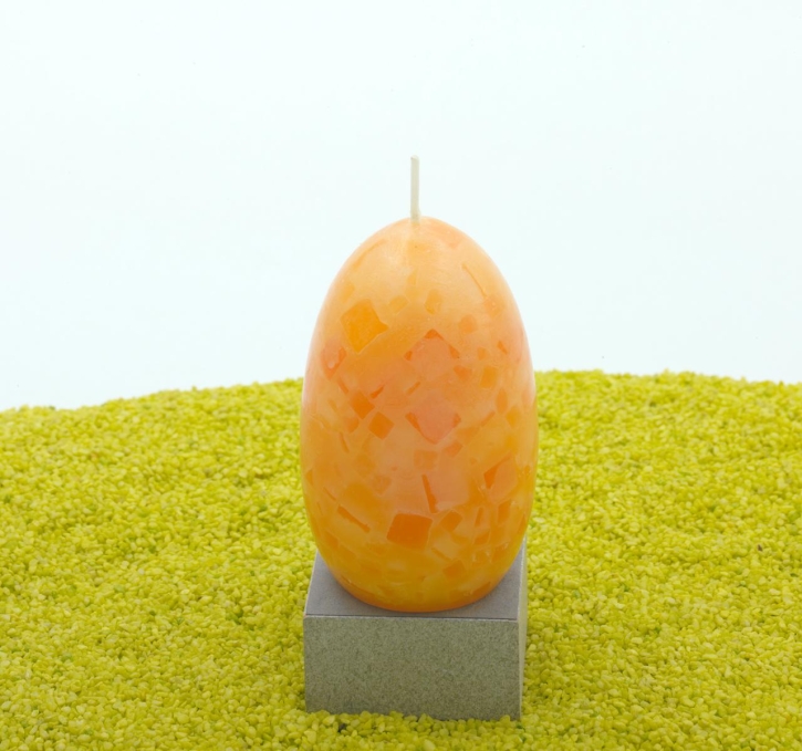 Eierkerze Mosaikwachs (Ostern) in orange-gelb 9cm