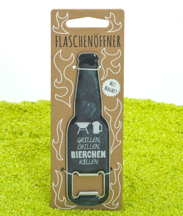 Flaschenöffner Bieröffner mit Magnet  - Grillen,Chillen, Bierchen killen