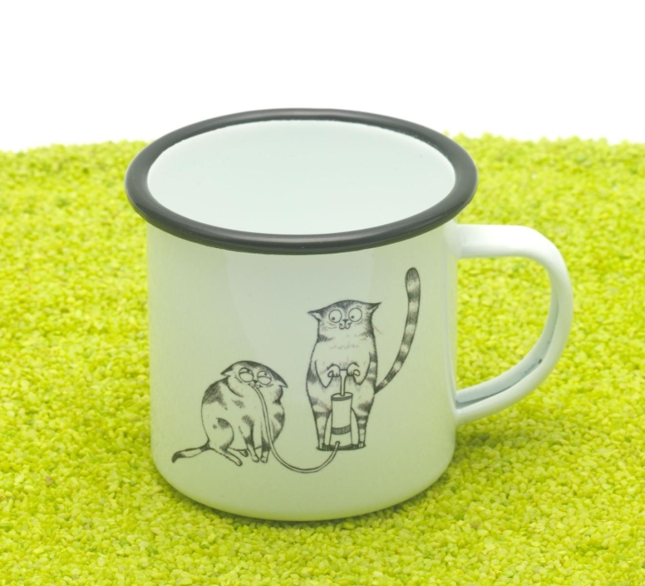 Tasse aus Emaille Heliumkatzen 300ml