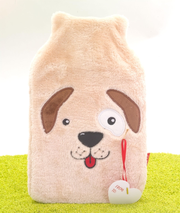 Wärmflasche mit kuscheligem Überzug Hund