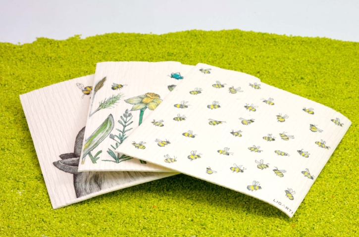 3er Set Schwammtücher Bienchen und Blümchen