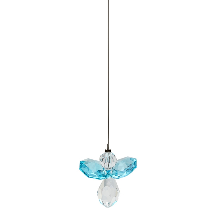 Schutzengel aus Glas Aquamarin im Organzasäckchen