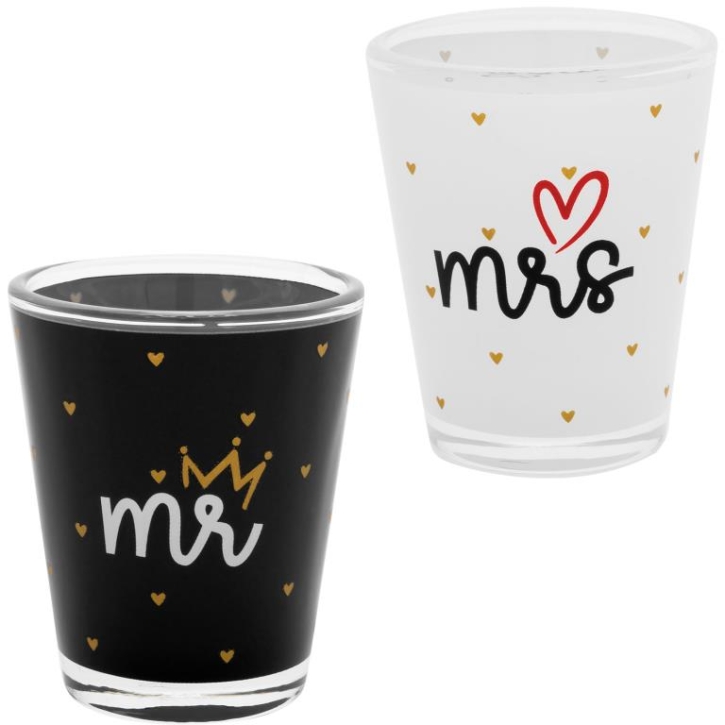 2er Set Schnapsglas Schnaps Mr / Mrs 6cl